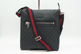 ☆安心の3大保証☆ ABランク ≪GUCCI グッチ/ショルダーバッグ≫ 474137 GGスプリーム キャンバス メッセンジャーバッグ ブラック グレー 美品 送料無料【中古】