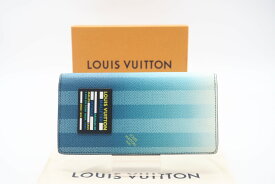 ☆安心の3大保証☆ ABランク ≪LOUIS VUITTON ルイ ヴィトン/二つ折り長財布≫ M81318 ストライプ ポルトフォイユ ブラザ ブルー ホワイト ブラック【中古】