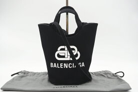 ☆安心の3大保証☆ ABランク ≪BALENCIAGA バレンシアガ/2WAYバッグ≫ 619979 キャンバス ウエーブ XS ブラック ホワイト 美品 送料無料【中古】