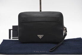 ☆安心の3大保証☆ ABランク ≪PRADA プラダ/セカンドバッグ≫ VR0052 レザー 革 ロゴプレート ブラック 黒 美品 メンズバッグ 送料無料【中古】