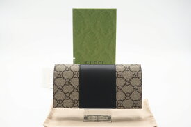☆安心の3大保証☆ Aランク ≪GUCCI グッチ/二つ折り長財布≫ 779878 GGスプリーム キャンバス レザー コンチネンタルウォレット ベージュ ブラック【中古】