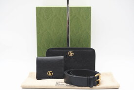☆安心の3大保証☆ Aランク ≪GUCCI グッチ/ウエストポーチ≫ 699304 GGマーモント レザー ベルトウォレット ブラック 黒 極美品 送料無料【中古】