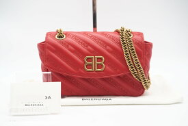 ☆安心の3大保証☆ Bランク ≪BALENCIAGA バレンシアガ/ショルダーバッグ≫ 501681 BBラウンド レザー チェーンショルダー レッド 送料無料【中古】