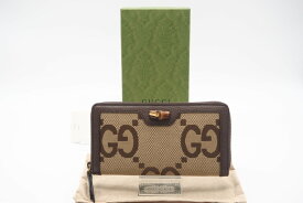☆安心の3大保証☆ Aランク ≪GUCCI グッチ/ラウンドファスナー長財布≫ 658634 ジャンボGG バンブー キャンバス レザー ジップアラウンド ウォレット【中古】