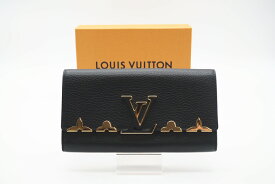 ☆安心の3大保証☆ ABランク ≪LOUIS VUITTON ルイ ヴィトン/二つ折り長財布≫ M64551 トリヨン ポルトフォイユ カプシーヌ フラワー ブラック 送料無料【中古】