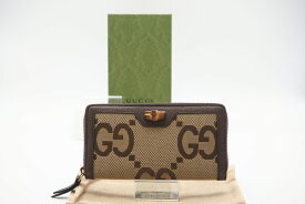 ☆安心の3大保証☆ Aランク ≪GUCCI グッチ/ラウンドファスナー長財布≫ 658634 ジャンボGG バンブー キャンバス ジップアラウンド ブラウン ベージュ 【中古】