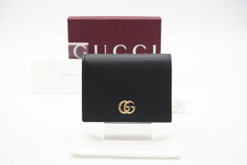 ☆安心の3大保証☆ ABランク ≪GUCCI グッチ/二つ折り財布≫ 456126 GGマーモント レザー カードケース コイン&紙幣入れ付き ブラック 美品 送料無料【中古】