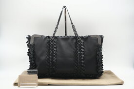 ☆安心の3大保証☆ ABランク ≪BOTTEGA VENETA ボッテガ ヴェネタ/トートバッグ≫ イントレチャート レザー チェーン ブラック 美品 送料無料【中古】