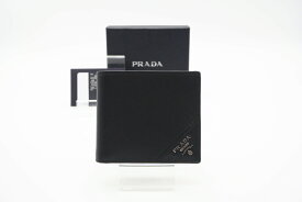 ☆安心の3大保証☆ ABランク ≪PRADA プラダ/二つ折り財布≫ 2M0513 サフィアーノ レザー メタル 札入れ ネロ ブラック 黒 美品 送料無料【中古】