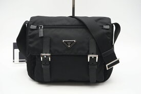 ☆安心の3大保証☆ ABランク ≪PRADA プラダ/ショルダーバッグ≫ 1BD953 トライアングルロゴ テスート ネロ ブラック シルバー 送料無料【中古】
