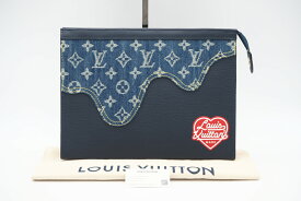 ☆安心の3大保証☆ Aランク ≪LOUIS VUITTON ルイ ヴィトン/クラッチバッグ≫ M45961 モノグラム ドリップ ポシェットヴォワヤージュ 青 赤 白 送料無料【中古】