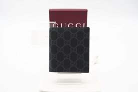 ☆安心の3大保証☆ Aランク ≪GUCCI グッチ/二つ折り財布≫ 821206 FAD6M GGエンブレム 二つ折りウォレット ブラック グレー 極美品 送料無料【中古】