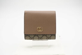 ☆安心の3大保証☆ Aランク ≪GUCCI グッチ/二つ折り財布≫ 598587 ダブルG バイカラー ミディアム ウォレット ピンクベージュ ベージュ 極美品 送料無料【中古】