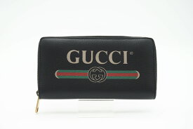 ☆安心の3大保証☆ Aランク ≪GUCCI グッチ/ラウンドファスナー長財布≫ 496317 グッチ ヴィンテージロゴプリント ジップアラウンド ブラック 送料無料【中古】