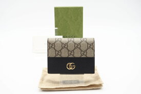 ☆安心の3大保証☆ Aランク ≪GUCCI グッチ/二つ折り財布≫ 658610 ダブルG ウォレット コイン＆紙幣入れ付き ベージュ ブラック 未使用品 送料無料【中古】