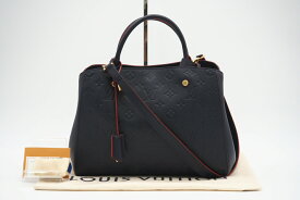 ★3日以内返品可★ 極美品 LOUIS VUITTON ルイ・ヴィトン アンプラント モンテーニュMM マリーヌルージュ M42746 2wayショルダーバッグ ネイビー レッド カーフレザー レディース【中古】