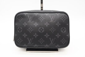 ★3日以内返品可★ 極美品 LOUIS VUITTON ルイ・ヴィトン エクリプス トゥルーストワレPM M46577 クラッチバッグ ブラック グレー コーティングキャンバス メンズ【中古】