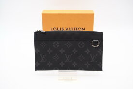 ★3日以内返品可★ 美品 LOUIS VUITTON ルイ・ヴィトン エクリプス ポシェットディスカバリーPM M44323 クラッチバッグ ブラック グレー コーティングキャンバス メンズ【中古】
