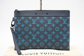 ★3日以内返品可★ 極美品 LOUIS VUITTON ルイ・ヴィトン シャドウ ポシェット トゥ ゴー M82321 クラッチバッグ ネイビー ブルー コーティングキャンバス メンズ【中古】