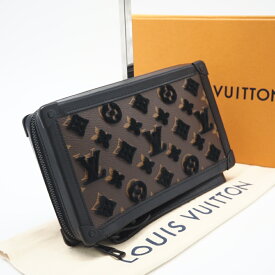 ★3日以内返品可★ 美品 LOUIS VUITTON ルイ・ヴィトン タフタージュ ソフトトランク クラッチ M45061 ショルダーバッグ ブラウン ブラック コーティングキャンバス レザー タフタージュ メンズ【中古】