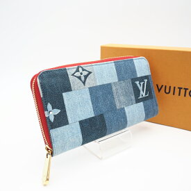★3日以内返品可★ 美品 LOUIS VUITTON ルイ・ヴィトン モノグラムデニム パッチワーク ジッピーウォレット M44938 長財布 ブルー・レッド レザー デニム レディース【中古】