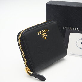 ★3日以内返品可★ 未使用 PRADA プラダ ヴィッテロムーブ コインケース ネロ 1MM268 コインケース ブラック ゴールド レザー レディース【中古】