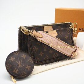 ★3日以内返品可★ 美品 LOUIS VUITTON ルイ・ヴィトン モノグラム キャンバス ミルティ ポシェット アクセソワール ローズクレール M44840 2wayショルダーバッグ ブラウン ベージュ ピンク コーティングキャンバス レザー レディース【中古】