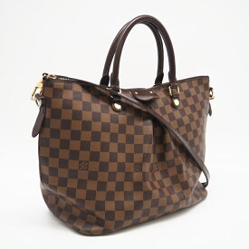 ★3日以内返品可★ LOUIS VUITTON ルイ・ヴィトン ダミエ エベヌ シエナMM N41546 2wayハンドバッグ ブラウン コーティングキャンバス レザー レディース【中古】