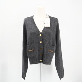 ★3日以内返品可★ 未使用 GUCCI グッチ ホースビット カシミヤ カーディガン S 628412 カーディガン グレー・ブラウン カシミヤ レザー レディース【中古】