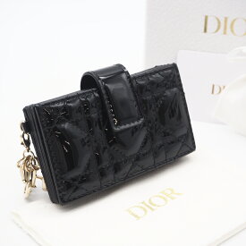★3日以内返品可★ 未使用 Christian Dior クリスチャンディオール Lady Dior Jasmine カードホルダー S0074OVRB_M900 カードケース ブラック パテントレザー レディース【中古】