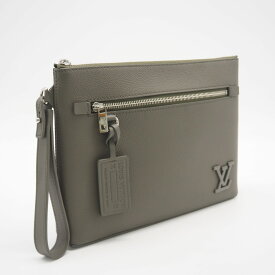 ★3日以内返品可★ 極美品 LOUIS VUITTON ルイ・ヴィトン LVアエログラム テイクオフ ポーチ カーキ M81735 クラッチバッグ カーキ カーフレザー メンズ【中古】