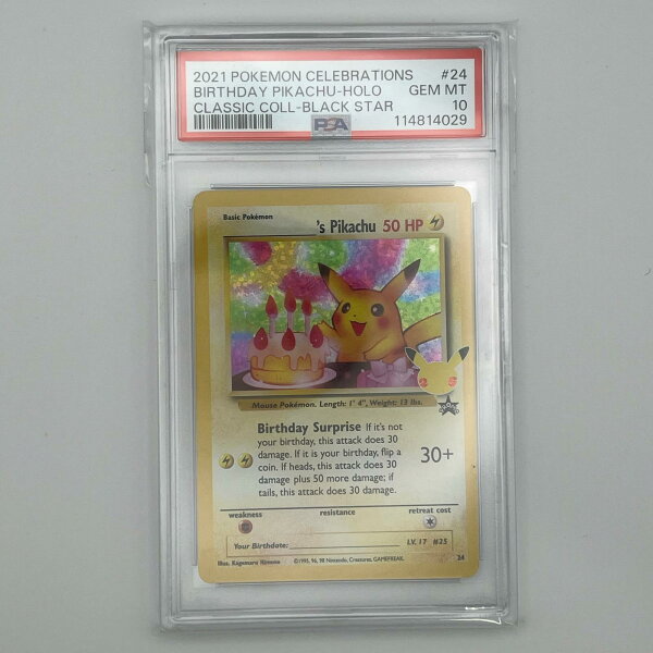 PSA10 極美品 Pokemon ポケモン ポケモンカード _のピカチュウ お誕生日ピカチュウ 英語版 PSA10 24/053 トレーディングカード -【中古】