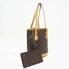 ★3日以内返品可★ LOUIS VUITTON ルイ・ヴィトン モノグラム キャンバス バケットPM M42238 ハンドバッグ ブラウン コーティングキャンバス レザー レディース【中古】