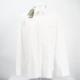★3日以内返品可★ 未使用 GUCCI グッチ GGロゴ刺繡 コットン シャツ XXL 699561 長袖シャツ ホワイト コットン メンズ【中古】