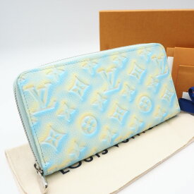 ★3日以内返品可★ 未使用 LOUIS VUITTON ルイ・ヴィトン モノグラム アンプラント サマー スターダスト ジッピーウォレット ヴェール ドー M81466 長財布 ブルー イエロー グレインカーフレザー レディース【中古】