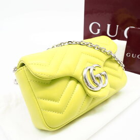 ★3日以内返品可★ 未使用 GUCCI グッチ GGマーモント ミニ ショルダーバッグ 841290 ショルダーバッグ イエロー ラムスキン レディース【中古】