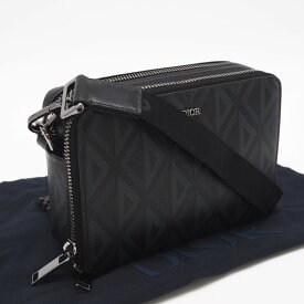 ★3日以内返品可★ 未使用 Dior ディオール CDダイヤモンド メッセンジャー ポーチ 2ESBC119 ショルダーバッグ ブラック グレー コーティングキャンバス レザー レディース【中古】
