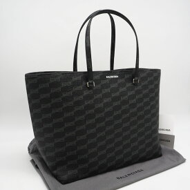 ★3日以内返品可★ 極美品 BALENCIAGA バレンシアガ BBモノグラム トートバッグ 702703 トートバッグ ブラック グレー コーティングキャンバス メンズ【中古】