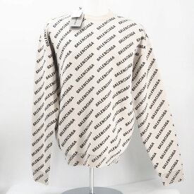 ★3日以内返品可★ 未使用 BALENCIAGA バレンシアガ 綿 ロゴ ニット XS 702952 セーター クリーム コットン ウール ポリエステル メンズ【中古】