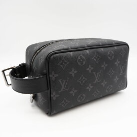 ★3日以内返品可★ 極美品 LOUIS VUITTON ルイ・ヴィトン モノグラム エクリプス ロッカー ドップキット M83113 クラッチバッグ ブラック グレー コーティングキャンバス レザー メンズ【中古】