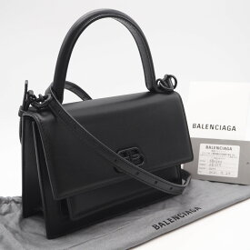★3日以内返品可★ 美品 BALENCIAGA バレンシアガ BBロゴ シャープXS 580640 2wayハンドバッグ ブラック カーフレザー レディース【中古】