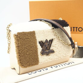 ★3日以内返品可★ 未使用 LOUIS VUITTON ルイ・ヴィトン モノグラム テディ ツイストMM M55450 ショルダーバッグ ブラウン ベージュ カーフレザー コーティングキャンバス ボア レディース【中古】