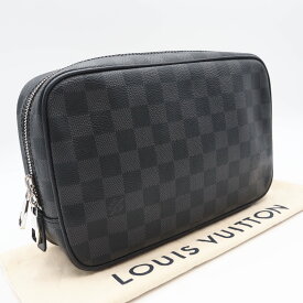 ★3日以内返品可★ 極美品 LOUIS VUITTON ルイ・ヴィトン ダミエ グラフィット トゥルーストワレGM N47521 セカンドバッグ ブラック グレー コーティングキャンバス レザー メンズ【中古】