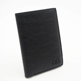 ★3日以内返品可★ 美品 BALENCIAGA バレンシアガ モナコ レザー コンパクトウォレット 843075 二つ折り財布 ブラック ラムスキン メンズ【中古】