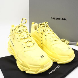 ★3日以内返品可★ 極美品 BALENCIAGA バレンシアガ トリプルS スニーカー 8 24.5 524039 スニーカー イエロー ポリウレタン レディース【中古】