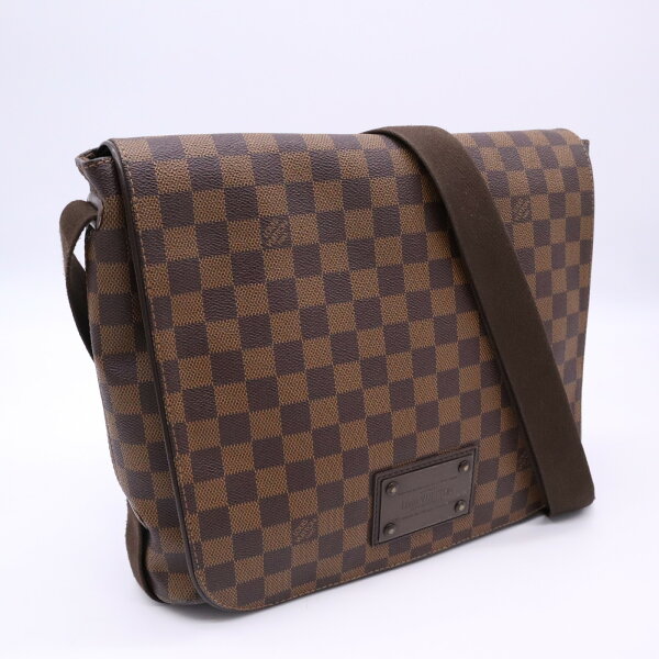 ★3日以内返品可★  LOUIS VUITTON ルイ・ヴィトン ダミエ ブルックリンMM N51211 ショルダーバッグ ブラウン ベージュ コーティングキャンバス レザー レディース【中古】
