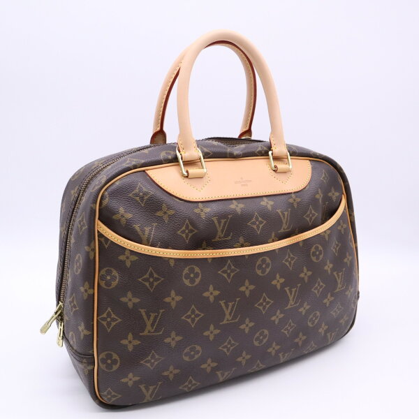 ★3日以内返品可★  LOUIS VUITTON ルイ・ヴィトン モノグラム ドーヴィル M47270 ハンドバッグ ブラウン ベージュ コーティングキャンバス レザー レディース【中古】