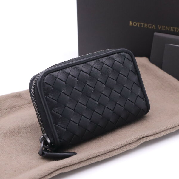 ★3日以内返品可★ 極美品 BOTTEGAVENETA ボッテガヴェネタ イントレチャート コインケース 114075 コインケース ブラック カーフレザー メンズ【中古】