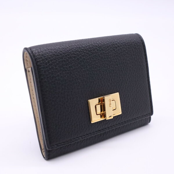 ★3日以内返品可★ 極美品 FENDI フェンディ セレリア ピーカブー カードケース 8M0425 カードケース ブラック アイボリー レディース【中古】