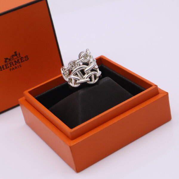 ★3日以内返品可★ 美品 HERMES エルメス シェーヌダンクル アンシェネGM #50 Ag925 12.7g 9号 - リング・指輪 シルバー シルバー メンズ【中古】